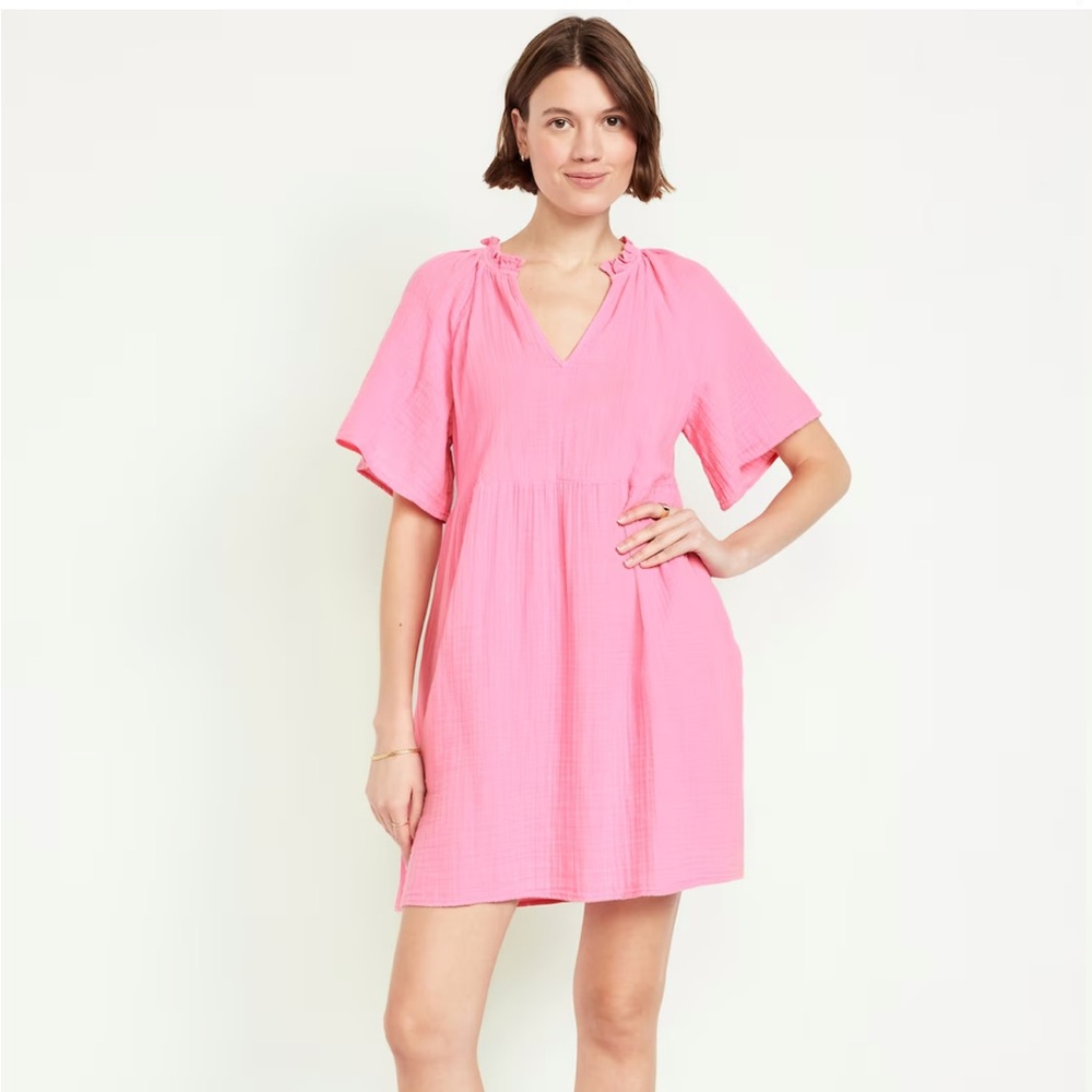 Split-Neck Mini Swing Dress | Large Tall